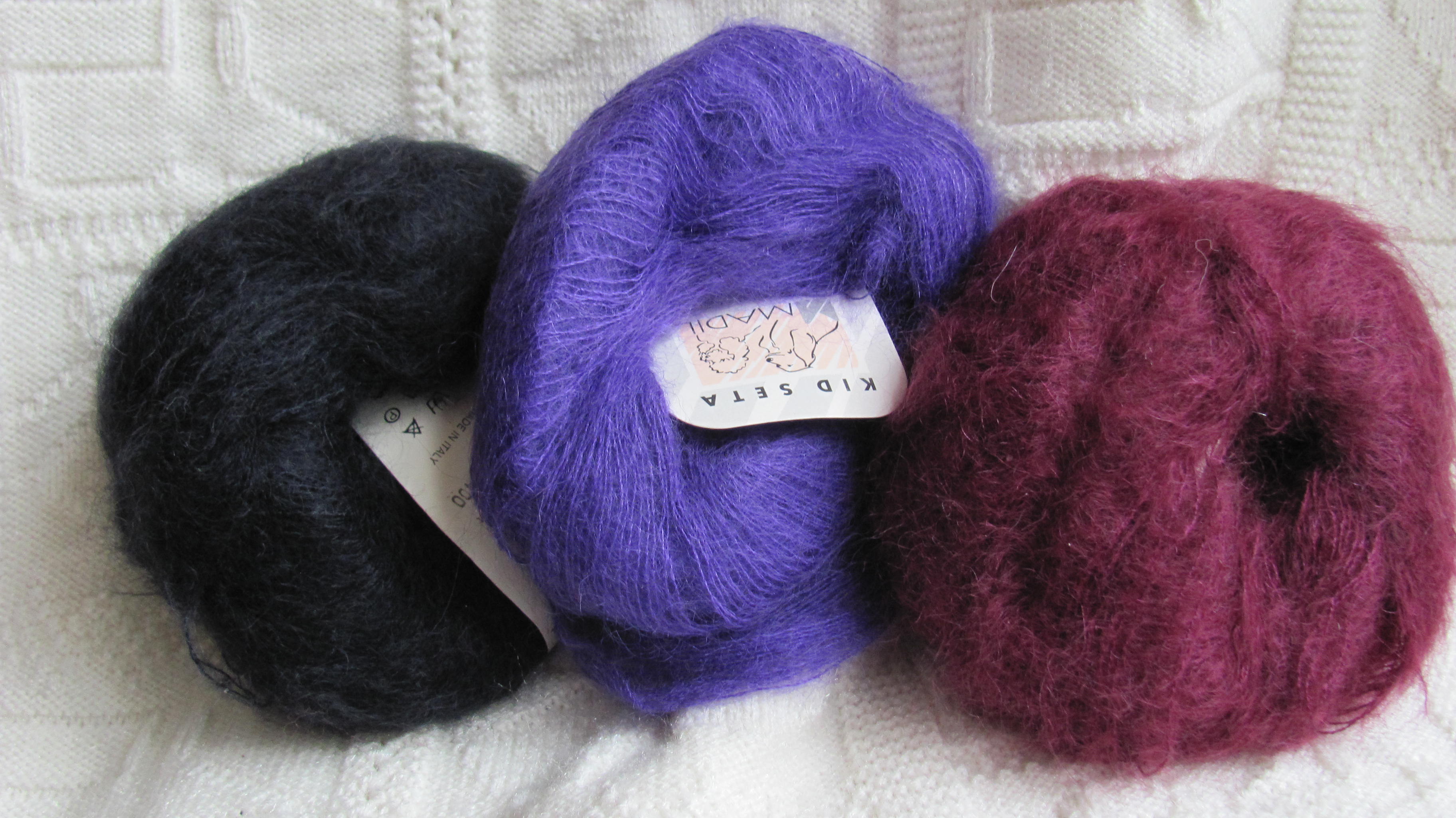 Seta Silk and Mohair Yarn - Black, Purple or Burgundy