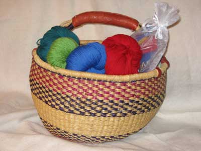 Knitters Gift Basket with Yarn and Tools