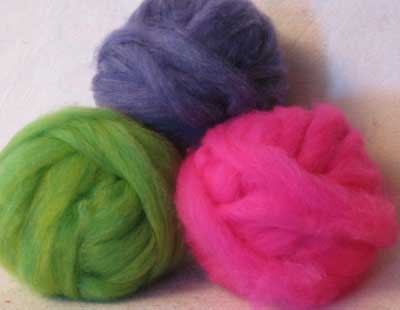 Merino Roving - Pansy - Lime- Pink
