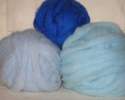 Merino Roving - Blue - Baby Blue and Turquois