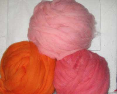 Merino Roving - Orange - Peach - Rose