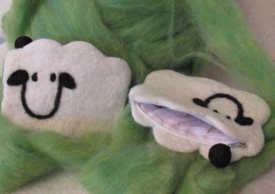 Hand Felted Sheep Notions bag