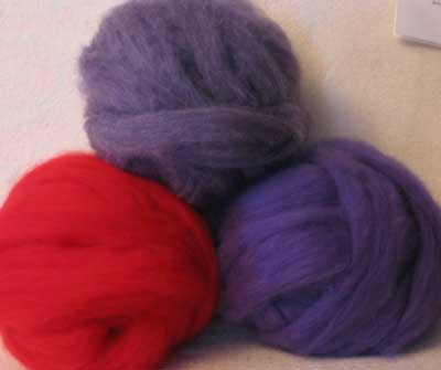 Merino Roving - Red, Pansy, Purple