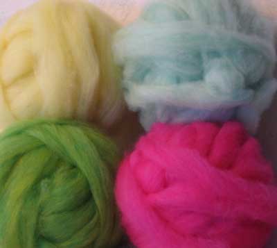 Merino Roving - Yellow Mint, Lime and Pink