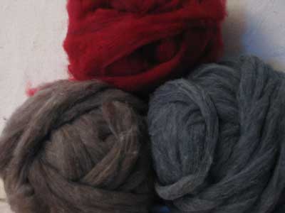 Merino Roving - Brown heather - Garnet red - Charcoal