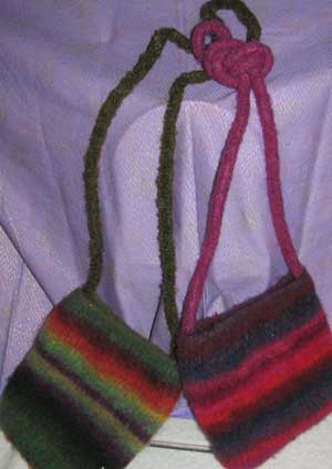 Hand Knitted Felted Shoulder Bag-Red or Green